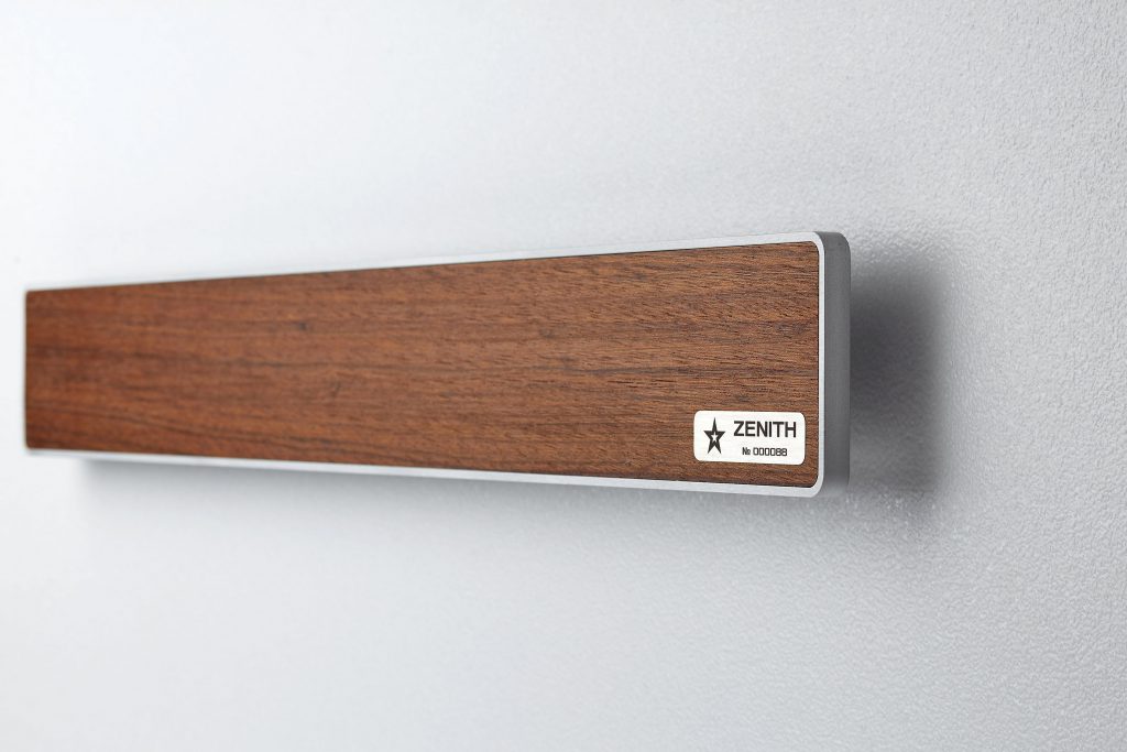 Magnetic Knife Holder ZENITH Silver (mounted on wall, side view)