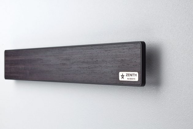 Magnetic Knife Holder ZENITH Wenge Black (mounted on wall, side view)