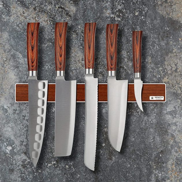 Magnetic Knife Holder ZENITH Ovengkol Silver (wall mounted, with knives)