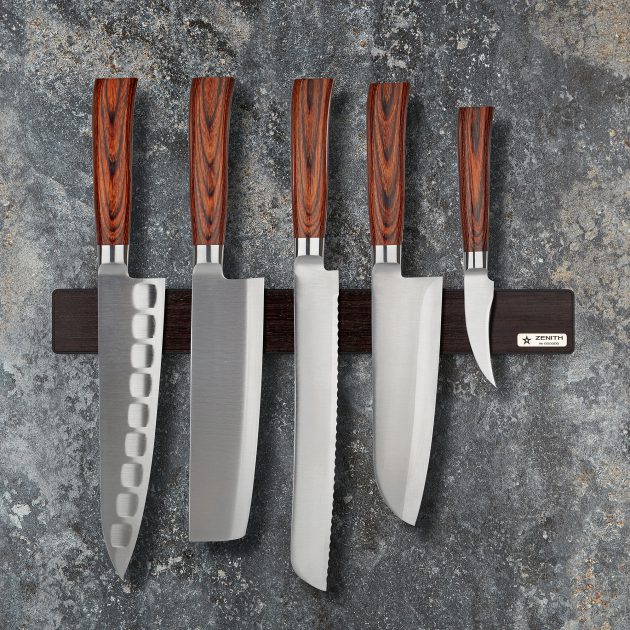 Magnetic Knife Holder ZENITH Wenge Black (wall mounted, with knives)