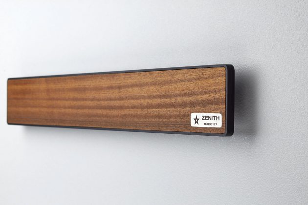 Magnetic Knife Holder ZENITH American black walnut Black (mounted on wall, side view)