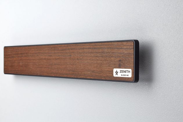 Magnetic Knife Holder ZENITH European beech Black (mounted on wall, side view)