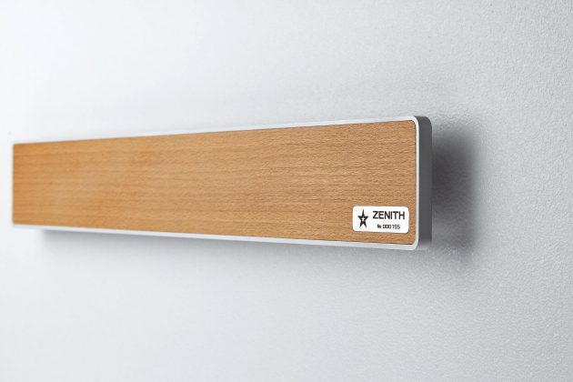 Magnetic Knife Holder ZENITH European beech Silver (mounted on wall, side view)